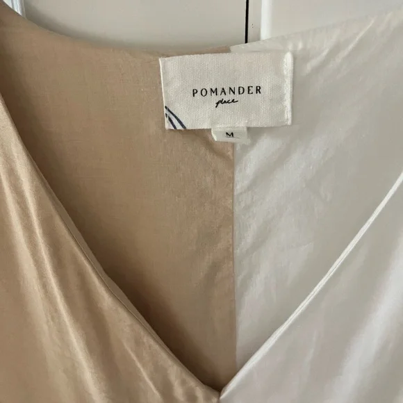 Tuckernuck Pomander Place Sallie Dress • White & Tan • Size M - Picture 3 of 6